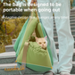 Green 2-in-1 Fluffy Travel Cat Bed & Car Safety Seat - Enclosed Windproof Pet Carrier with Reversible Summer/Winter Cushion, Reinforced Handle and Escape-Proof Leash