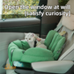 Green 2-in-1 Fluffy Travel Cat Bed & Car Safety Seat - Enclosed Windproof Pet Carrier with Reversible Summer/Winter Cushion, Reinforced Handle and Escape-Proof Leash