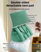 Green 2-in-1 Fluffy Travel Cat Bed & Car Safety Seat - Enclosed Windproof Pet Carrier with Reversible Summer/Winter Cushion, Reinforced Handle and Escape-Proof Leash