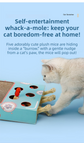 Whack-A-Mole Cat Toy (Plush Mole & 5 Hole) - Interactive Puzzle Box