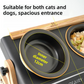 White Elevated Adjustable (9-14CM) Double Ceramic Bowls Pet Diner - Ergonomic 270° Tilt Controlled Tip-Proof Stable Iron Base