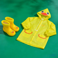 Kids Cartoon Rain Gear Set - Eco-Friendly Odorless Yellow Duck Raincoat & Matching 17cm Duck Rain Boots with Detachable Warm Cotton Liner