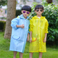 Blue Car Kids Cartoon Animal Raincoat - Waterproof Hooded Rain Poncho for Toddlers & Students (90-130CM Height)