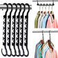 Ultimate Closet Space-Saver Set: 9-Tier Sliver Stainless Steel Retractable Pants Rack & 10-Pack Multi-Port Magic Hangers