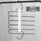 5-Layers Sliver Stainless Steel Pants Rack with Horizontal / Vertical Modes and Expandable Pull-Out Rods - High-Load Folding Magic Hanger