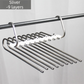 9-Layers Sliver Stainless Steel Pants Rack with Horizontal / Vertical Modes and Expandable Pull-Out Rods - High-Load Folding Magic Hanger