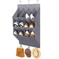 12-Pockets Grey Collapsible Over-the-Door Hanging Storage Bag - Space-Saving Shoes & Sundries Wall Holder with Hooks