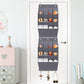 12-Pockets Grey Collapsible Over-the-Door Hanging Storage Bag - Space-Saving Shoes & Sundries Wall Holder with Hooks