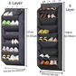 6-Tier Black Collapsible Over-the-Door Hanging Storage Bag - Space-Saving Shoes & Sundries Wall Holder with Hooks