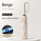 Beige Heavy Duty Fully Automatic Carabiner Umbrella with Integrated Hook Handle (Diameter 116CM) - Ultra Windproof and UV Protective Sun & Rain Umbrella