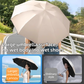 Blue Heavy Duty Fully Automatic Carabiner Umbrella with Integrated Hook Handle (Diameter 116CM) - Ultra Windproof and UV Protective Sun & Rain Umbrella