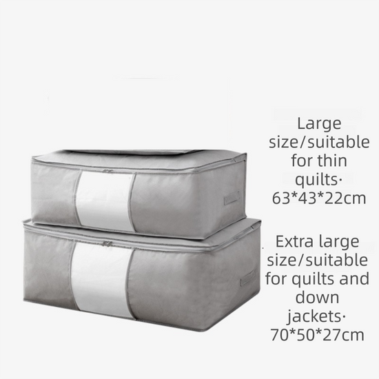 2-Pack Pink Extra Large Quilt & Clothes Storage Bag (63X43X22CM) - Breathable Wardrobe Organizer with Clear Window & Double Zippers
