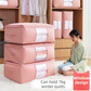 2-Pack Pink Extra Large Quilt & Clothes Storage Bag (63X43X22CM) - Breathable Wardrobe Organizer with Clear Window & Double Zippers