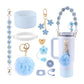 10-Piece Blue Accessory Bundle for Stanley Quencher 30/40oz - Includs Premium Silicone Straw Covers, Protective Boot & Charms Set