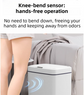White Intelligent Dual-Sensor Trash Can (Hand-Wave & Knee-Bend) - Slim-Fit Touchless Rechargeable Bin for Bathroom & Kitchen