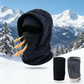 Windproof Thermal Rider Protection Set - 2 Pack Faux Rabbit Fur Knee Braces & Dark Blue Fleece Balaclava Hood Outdoor Sports Warmth Bundle