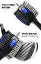 Black Premium Golf Club Cleaning Brush Extra Large Head Dual Bristles Retractable Zip Line & Groove Cleaner Spike Anti-Slip Ergonomic Grip 29cm