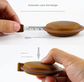 Coffee Handmade Crazy Horse Leather Retractable Tape Measure Keychain Dual Sided Scale 150cm/60" Mini Pocket Ruler for Sewing & Body Measuring
