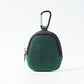 Green Genuine Crazy Horse Leather Mini Coin Purse Zipper Shell Pouch Small Earphone Case Key Holder with Carabiner Clip 8.5cm for Travel