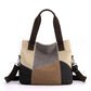 Grey Vintage Patchwork Canvas Tote Bag Large Capacity Multi-Pocket Women&
