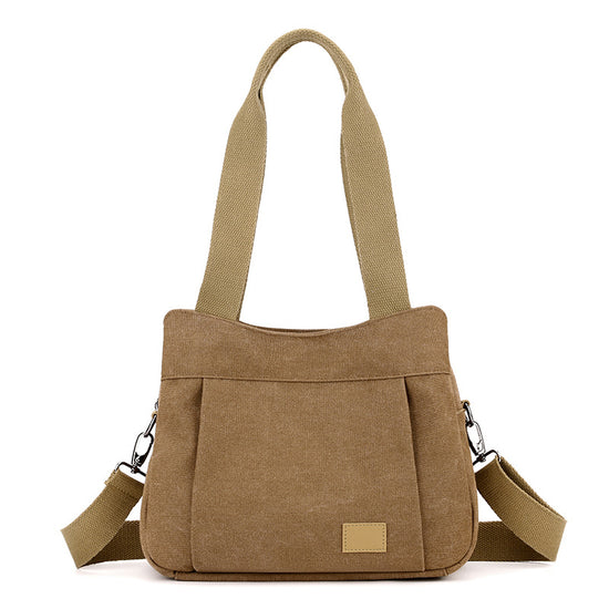 Coffee Multi-functional Large Capacity Canvas Tote Bag - Versatile 3-Way Adjustable Shoulder and Crossbody Handbag for Work, Travel, and Daily Use