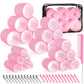 Pink 50-Piece Professional Hair Roller Set - Multi-Size Self-Grip Velcro Rollers with Clips and Tail Comb - Complete Heatless Styling Kit for Voluminous Curls and Air Bangs