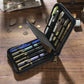 Blue 12-Slot Genuine Crazy Horse Leather Fountain Pen Case - Handcrafted Large Capacity Zippered Pen Organizer & Stationery Pouch
