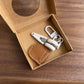 Brown Ultra-Portable Mini Precision Scissors Set - Compact 7cm Craft Snips with Safety Cap, Leather Sheath, and Keychain Hook for Travel and DIY