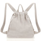 Grey Bohemian Crochet Knit Drawstring Backpack - Hand-Woven Versatile Tote & Shoulder Bag for Vacation, Travel, and Daily Use