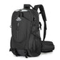 Black Professional Large Capacity Hiking Backpack - Waterproof Lightweight Outdoor Trekking Rucksack with Hydration Port and Emergency Safety Whistle