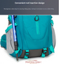 Black Professional Large Capacity Hiking Backpack - Waterproof Lightweight Outdoor Trekking Rucksack with Hydration Port and Emergency Safety Whistle