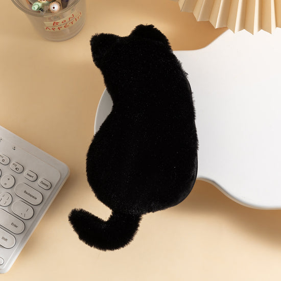 Black 3-Pack Adorable Plush Cat Pencil Case Set - Large Capacity Kawaii Kitty Shape Stationery Pouch for School, Office and Students