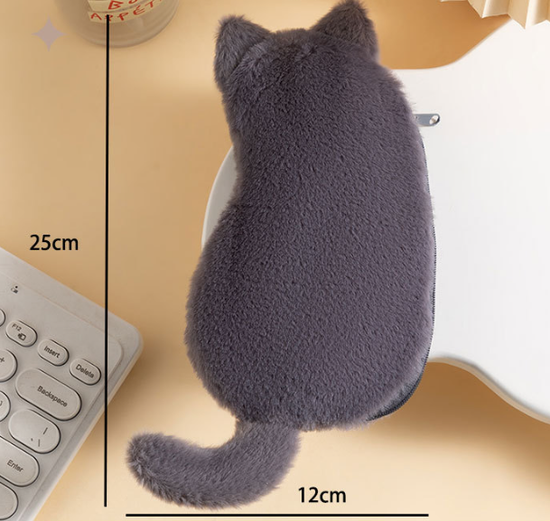 White 3-Pack Adorable Plush Cat Pencil Case Set - Large Capacity Kawaii Kitty Shape Stationery Pouch for School, Office and Students