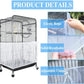 XL White Star【Height 37, Circumference 220】 Large Bird Cage Seed Catcher Net Cover - Adjustable Mesh Guard Splash-Proof Dust Cover for Indoor Outdoor Cages