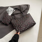 Coffee Large Capacity Daily Commuter Tote Bag Set | Versatile Shoulder Handbag with Matching Pouch | 38cm Length Casual Carryall