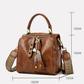 Khaki Vintage Look PU Leather Box Bag | Stylish Top Handle Crossbody Tote | Multi-Carry Bucket Bag with Wide Strap