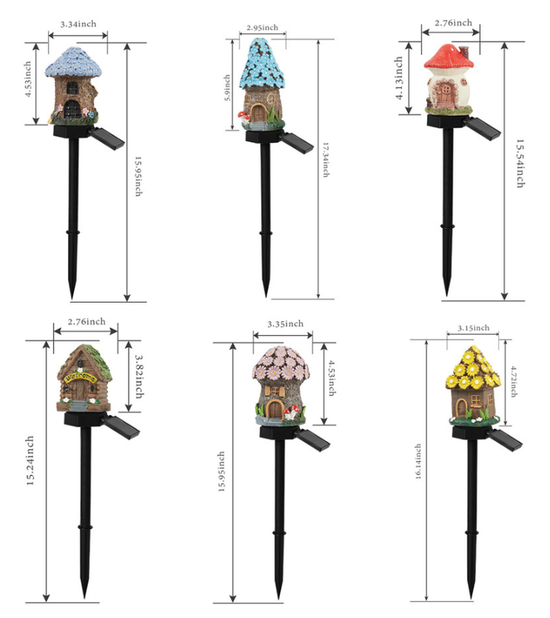 Yellow House Solar Powered Mushroom House Garden Stake Lights - Outdoor Waterproof Resin Landscape Decorative Lamps with Warm LED Glow for Patio, Lawn, and Yard