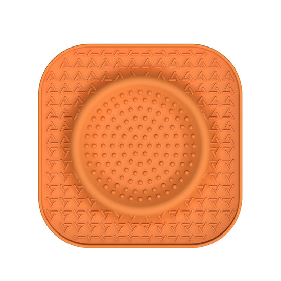 S Orange 2-Pack Premium Silicone Pet Lick Mat - Slow Feeder for Dogs and Cats with Powerful Suction Base - Anxiety Relief and Boredom Buster for Grooming and Bathing