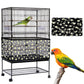 L Black Flower【Height 30, Circumference 220】 Large Bird Cage Seed Catcher Net Cover - Adjustable Mesh Guard Splash-Proof Dust Cover for Indoor Outdoor Cages