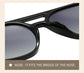 Brown Retro Double Bridge Square Frame Polarized Sunglasses - Driving Sun Protection Eyewear