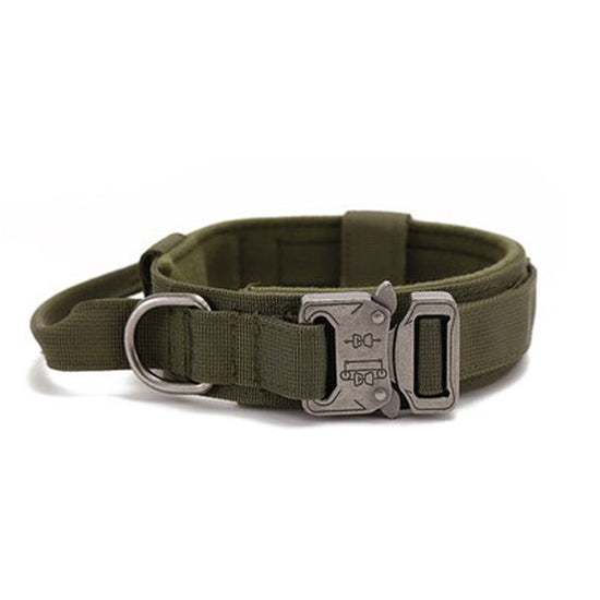 XL Army-green Heavy Duty Tactical Dog Collar | Military Grade Nylon with Zinc Alloy Quick-Release Buckle | Padded Training Collar for Medium to Large Breeds