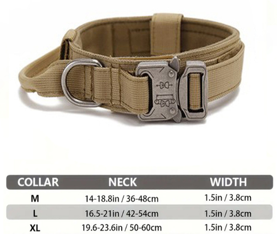 XL Army-green Heavy Duty Tactical Dog Collar | Military Grade Nylon with Zinc Alloy Quick-Release Buckle | Padded Training Collar for Medium to Large Breeds