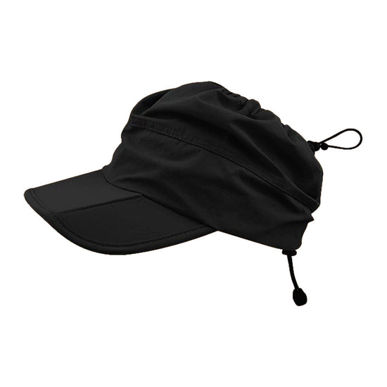 Black Outdoor Quick Dry Sun Hat - Foldable Visor Cap - UV Protection - 55-58cm