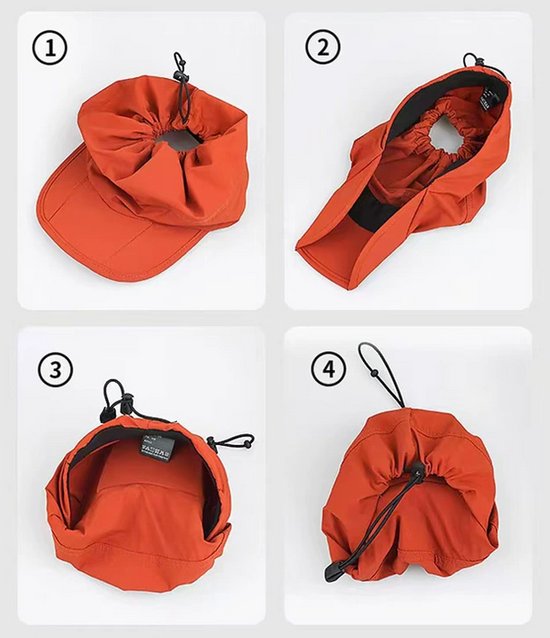 Black Outdoor Quick Dry Sun Hat - Foldable Visor Cap - UV Protection - 55-58cm