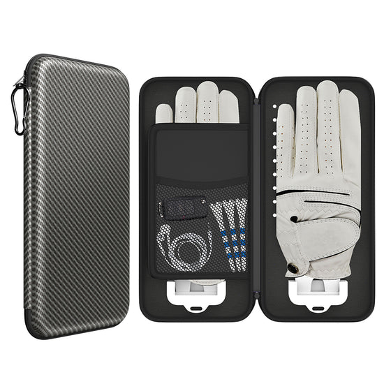Grey Golf Glove Bag with Dual Glove Support Frame & Hook - Convenient Storage for Tees, Ball Markers and Golf Accessories
