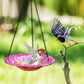 Red Decorative Hanging Glass Flower Bird Bath - 8.1 Inch Vibrant Outdoor Garden Accent