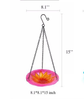 Red Decorative Hanging Glass Flower Bird Bath - 8.1 Inch Vibrant Outdoor Garden Accent