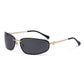 Gold-rimmed Black-and-grey Lenses 2PCS Retro Y2K Rimless Oval Sunglasses for Women | Fashion Metal Frame Old Money Aesthetic | Sweet Cool Spice Girl Sunnies