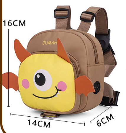Light Green Cute Cartoon Monster Pet Backpack | Small Dog Self-Wearing Snack Bag | Adjustable Harness with Leash Attachment and Waste Bag Dispenser