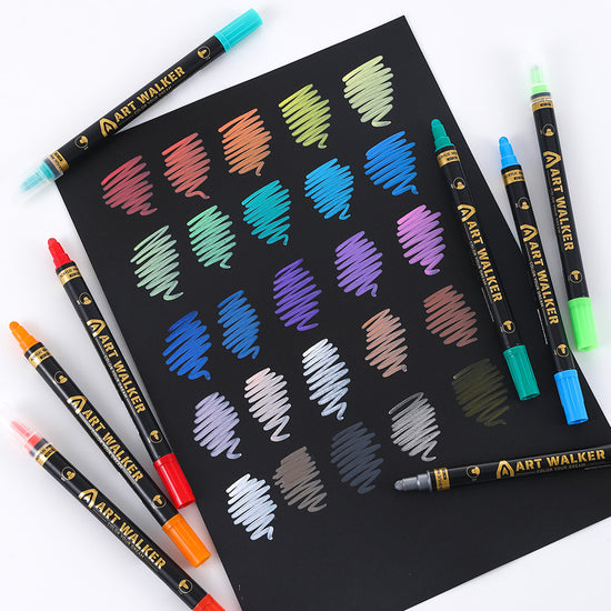 2PCS 12-Colour Dual Tip Acrylic Paint Pens - Quick-Dry Waterproof Markers for Kids&